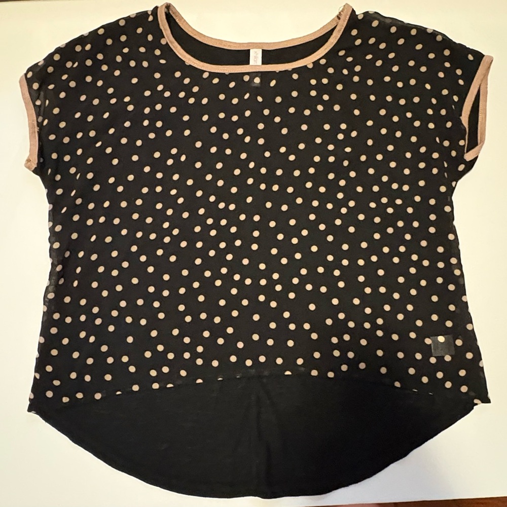 Xhilaration Black and Brown Polka Dot Top SZ XS